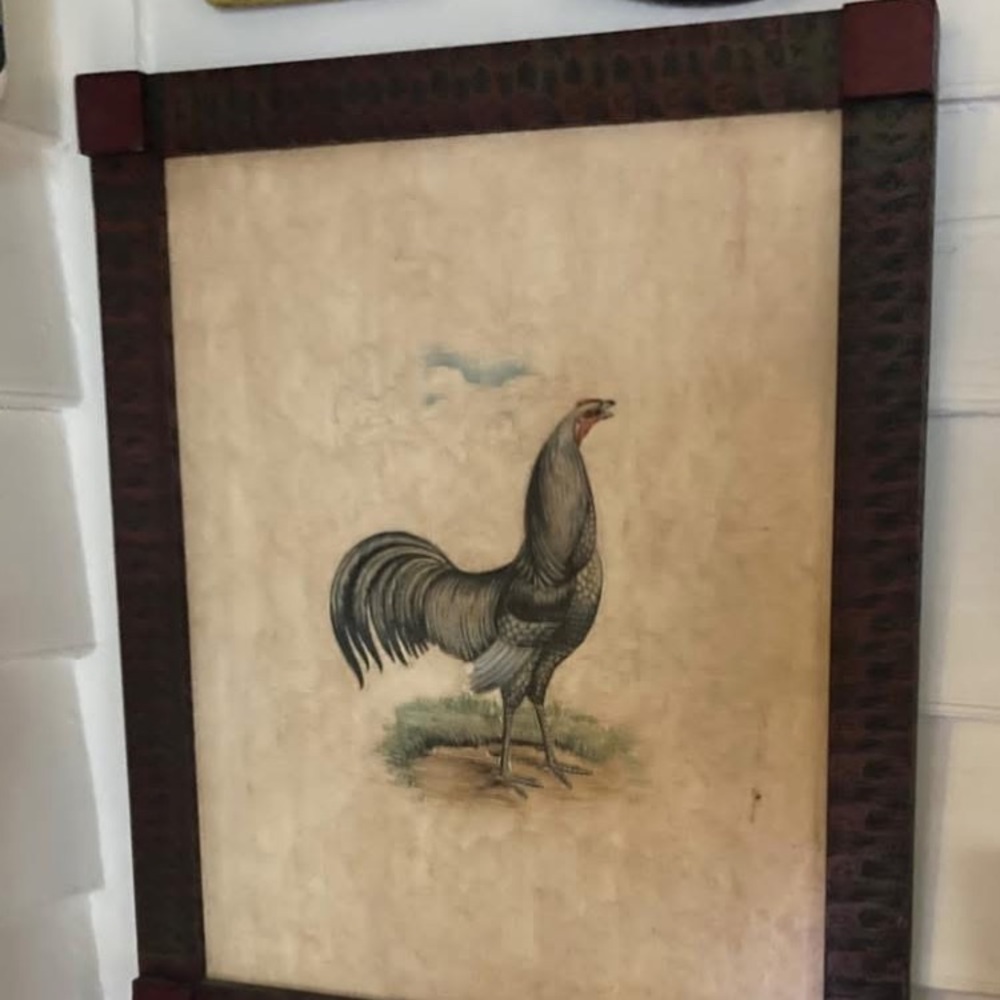 Vintage Delaware hen painted in Dark Frame signed